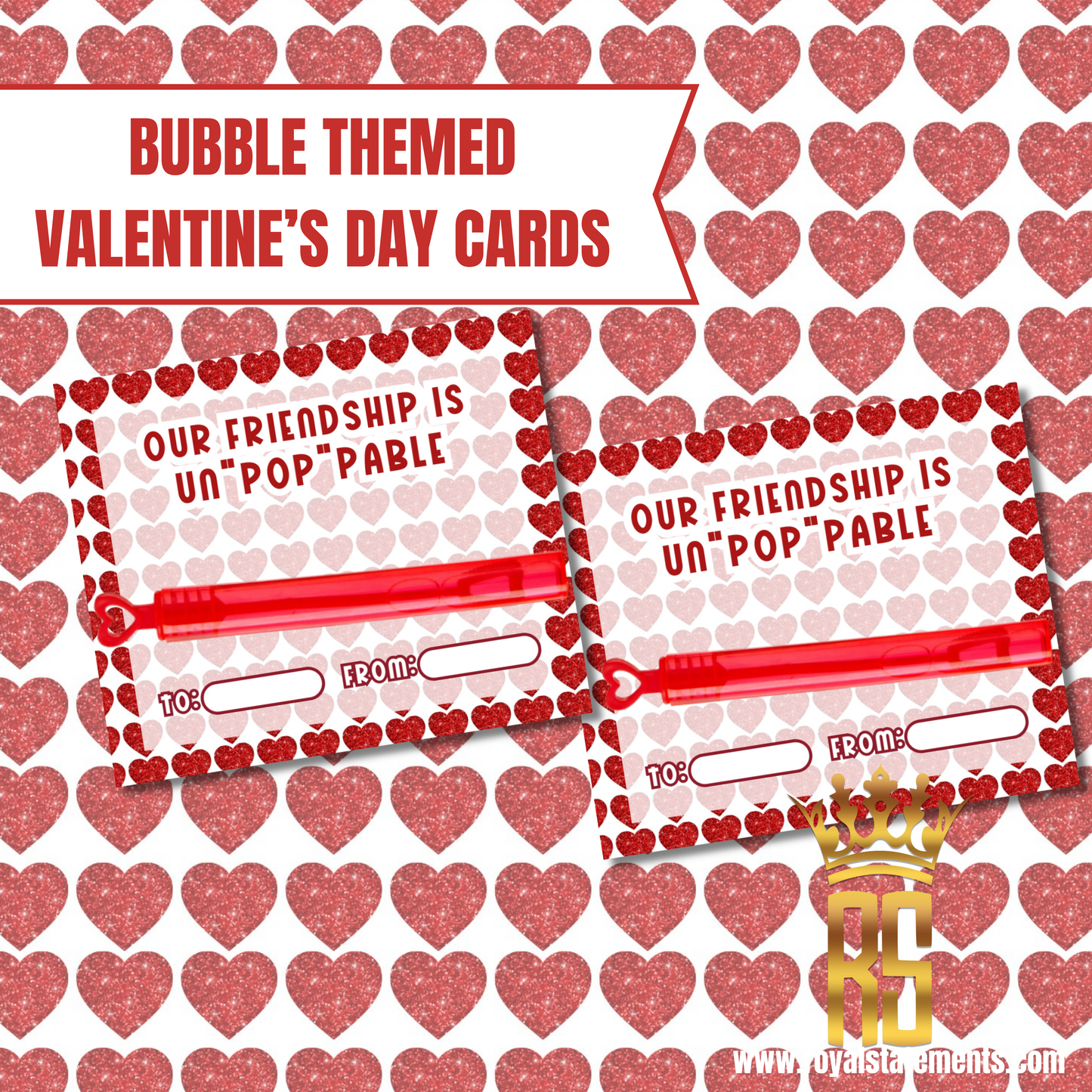 Printable Bubble-Themed Valentine’s Day Cards