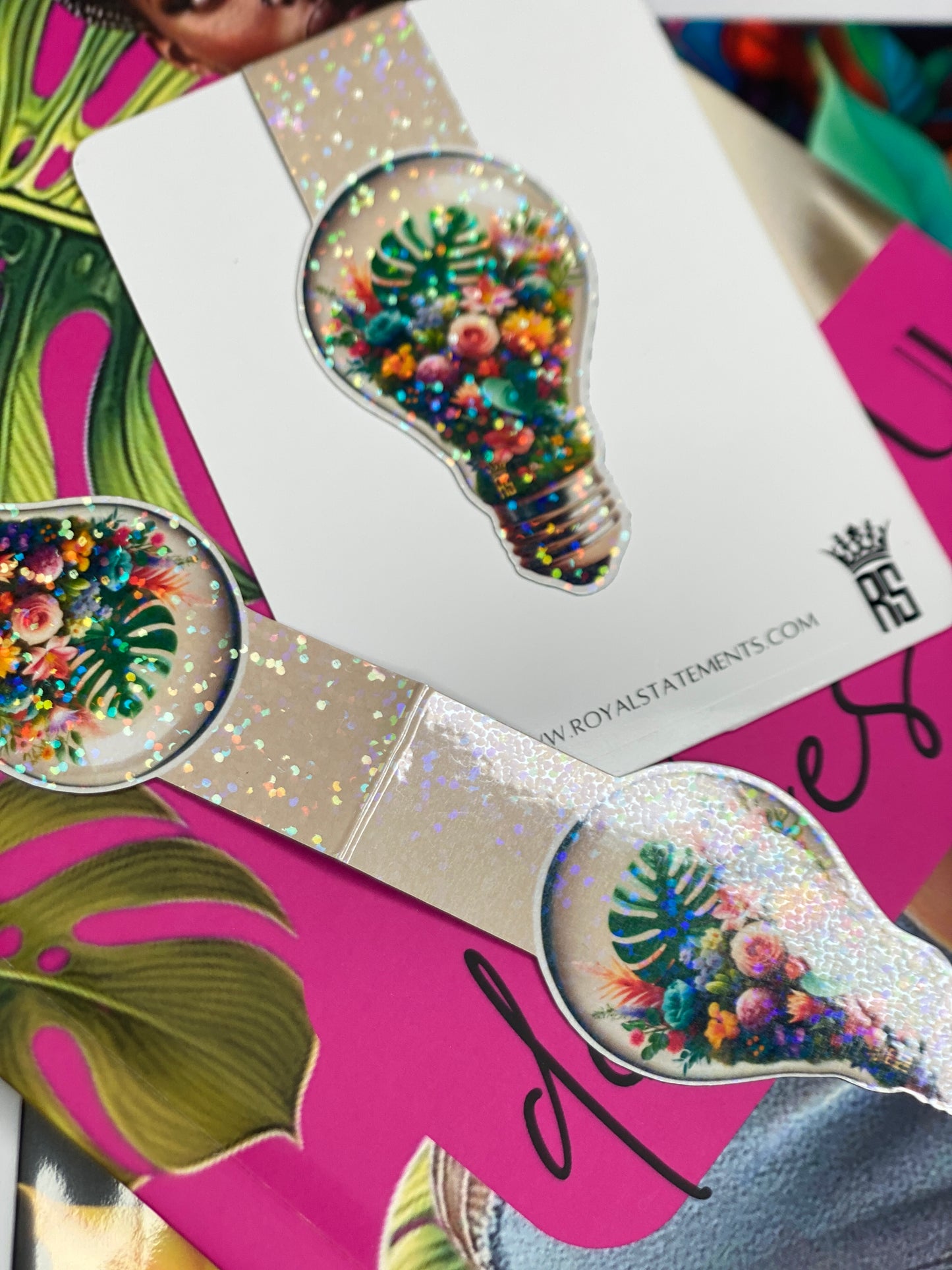 Floral Lightbulb Magnetic Bookmark